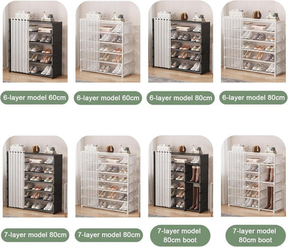 Premium Multi - Layer Shoe Rack with Dust Cover | Space Saving Dustproof Shoe Organizer - Saadiq.pk