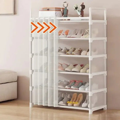 Premium Multi - Layer Shoe Rack with Dust Cover | Space Saving Dustproof Shoe Organizer - Saadiq.pk