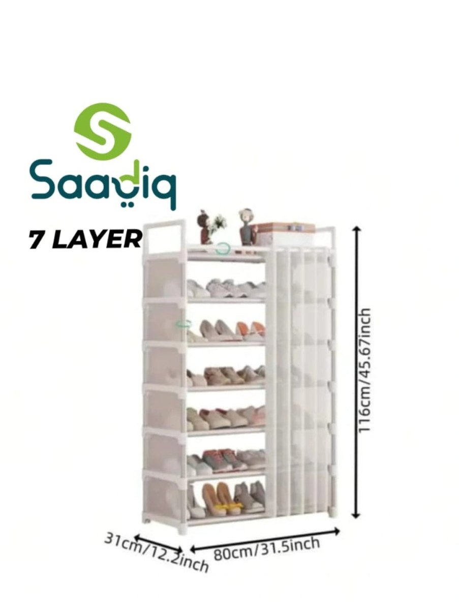 Premium Multi - Layer Shoe Rack with Dust Cover | Space Saving Dustproof Shoe Organizer - Saadiq.pk