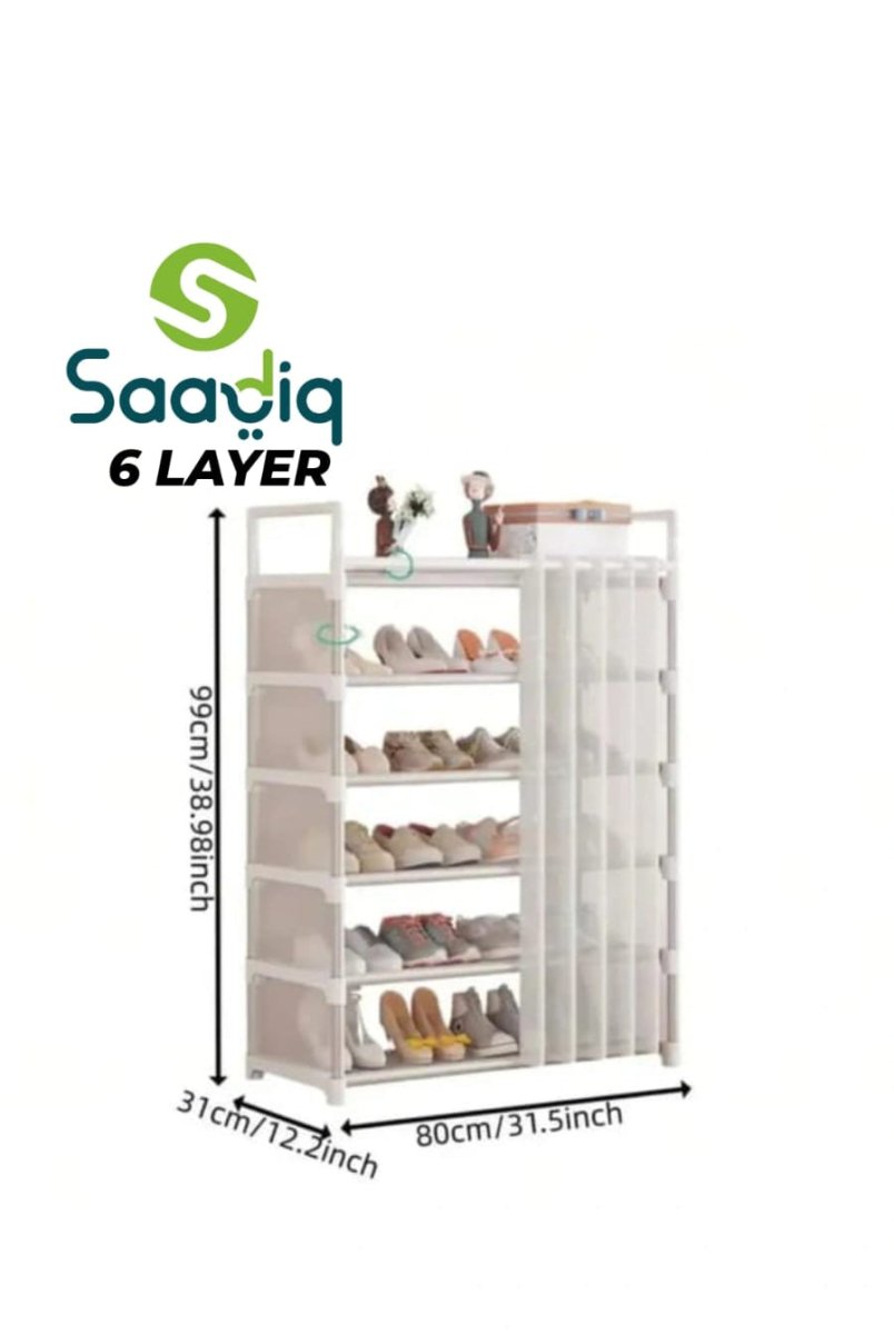 Premium Multi - Layer Shoe Rack with Dust Cover | Space Saving Dustproof Shoe Organizer - Saadiq.pk
