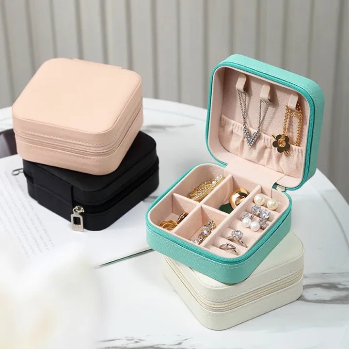 Premium Multi‑Compartment Jewelry Organizer – Glass Top Ring & Earrings Display Storage Box - Saadiq.pk