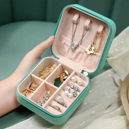 Premium Multi‑Compartment Jewelry Organizer – Glass Top Ring & Earrings Display Storage Box - Saadiq.pk