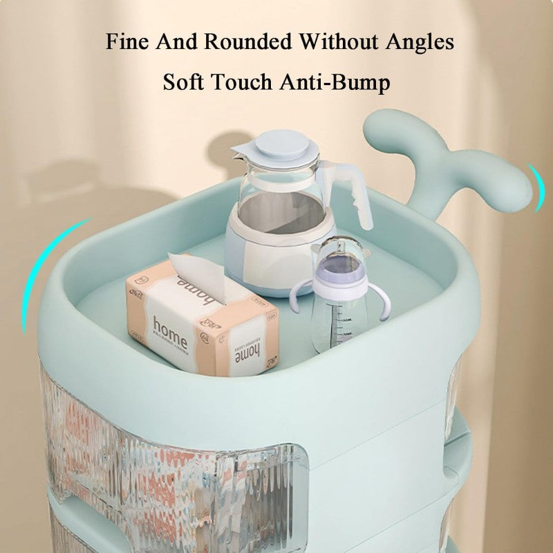 Baby Supplies Multi-Purpose Trolley | Portable Nursery Storage Organizer | 4 Layer