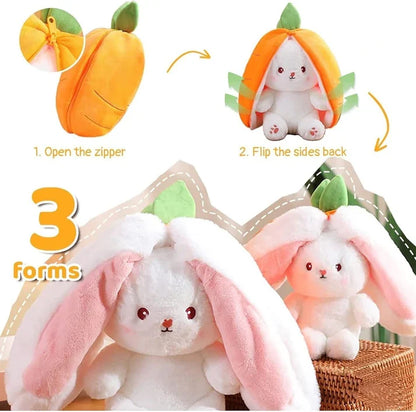 Reversible Rabbit Plush Toy – 2-in-1 Bunny Soft Stuffed Toy for Kids