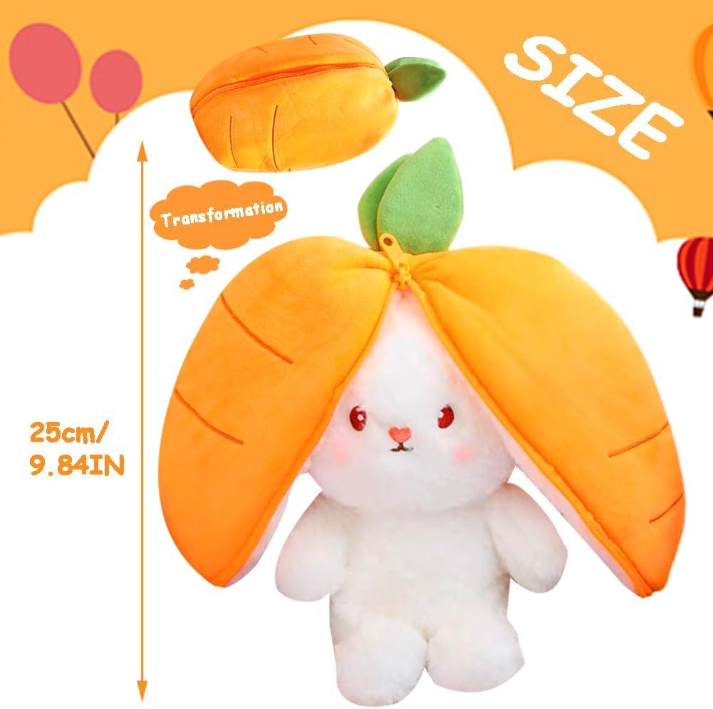 Reversible Bunny Plush – Strawberry & Carrot Soft Stuffed Toy - Saadiq.pk