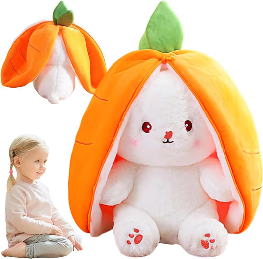 Reversible Bunny Plush – Strawberry & Carrot Soft Stuffed Toy - Saadiq.pk