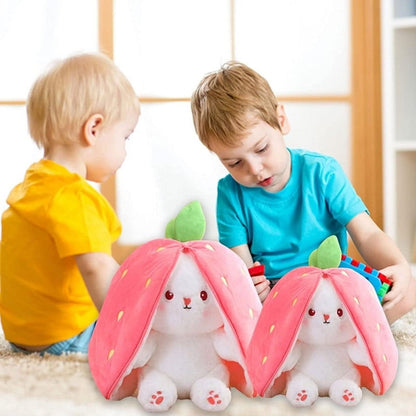 Reversible Bunny Plush – Strawberry & Carrot Soft Stuffed Toy - Saadiq.pk