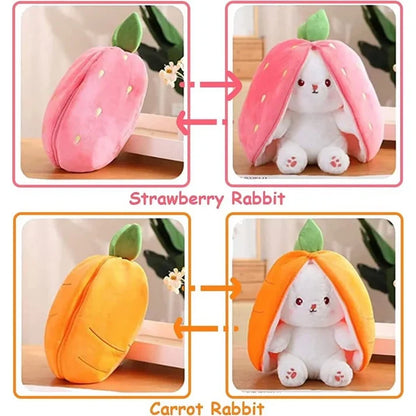 Reversible Rabbit Plush Toy – 2-in-1 Bunny Soft Stuffed Toy for Kids