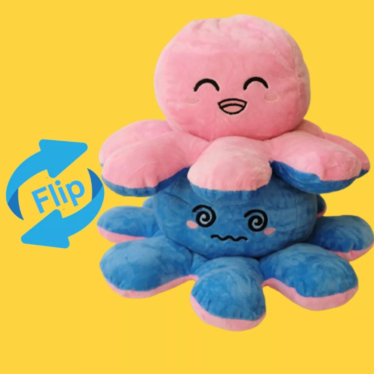 Reversible Octopus Plush Toy – Double - Sided Mood Changing Stuffed Doll - Saadiq.pk