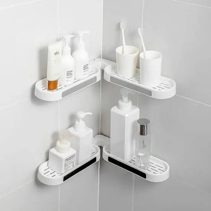 Revolving Bathroom Wall Rack | Adjustable Punch - Free Corner Storage Shelf for Toiletries, Skincare & Accessories - Saadiq.pk