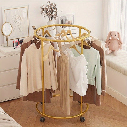 Rotating Clothes Hanging Rack with Wheels – Portable 360° Garment Organizer - Saadiq.pk