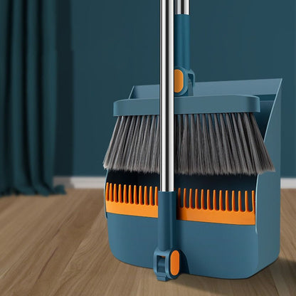 Broom With Dust Pan Set – Long Handle, Foldable & Space-Saving Cleaning Tool