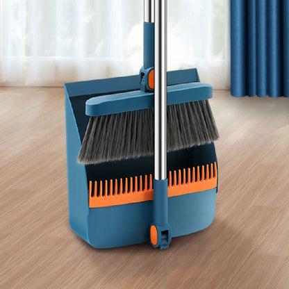 Broom With Dust Pan Set – Long Handle, Foldable & Space-Saving Cleaning Tool
