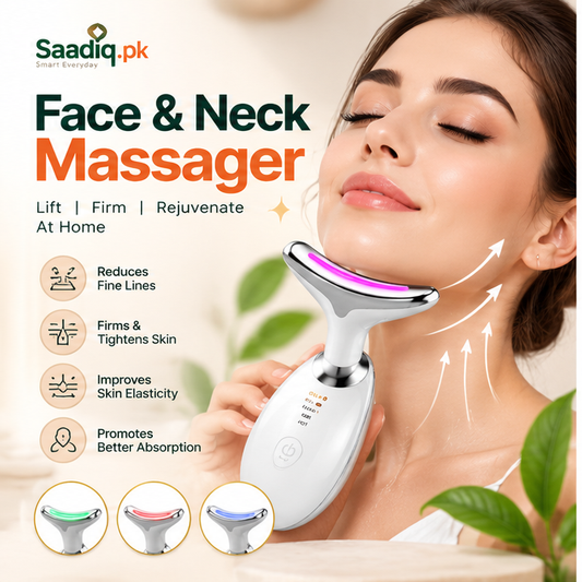 3-in-1 Facial & Neck Massager – EMS & LED Light Beauty Device