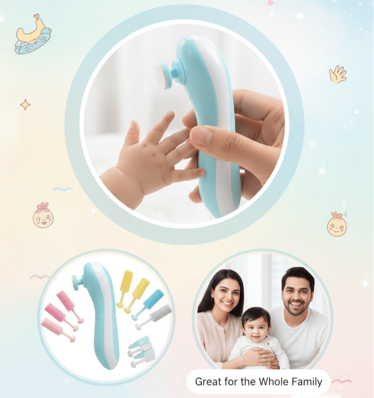 Safe Electric Baby Nail Trimmer & Nail File Kit for Newborns | Baby Nail Clippers - Saadiq.pk