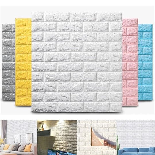 Self - Adhesive 3D Brick Wall Panels – Peel & Stick Waterproof Wall Decor for Home & Office - Saadiq.pk