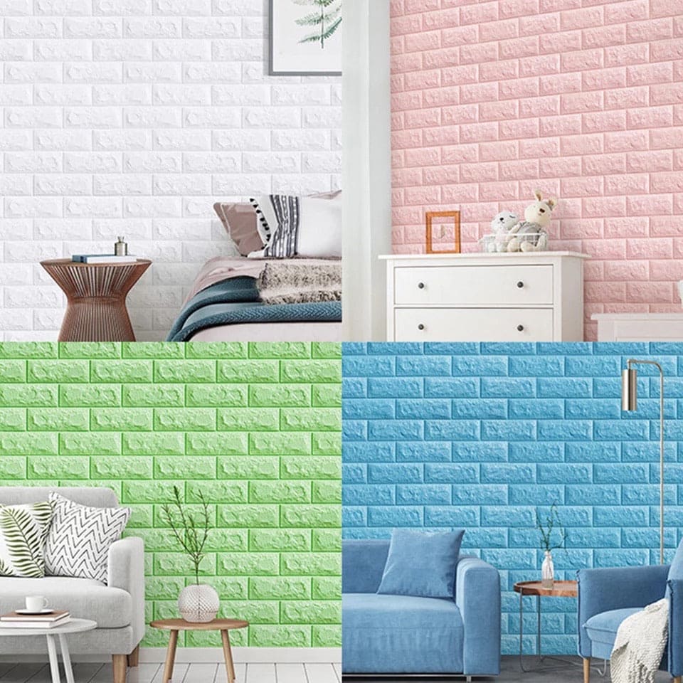 Self - Adhesive 3D Brick Wall Panels – Peel & Stick Waterproof Wall Decor for Home & Office - Saadiq.pk