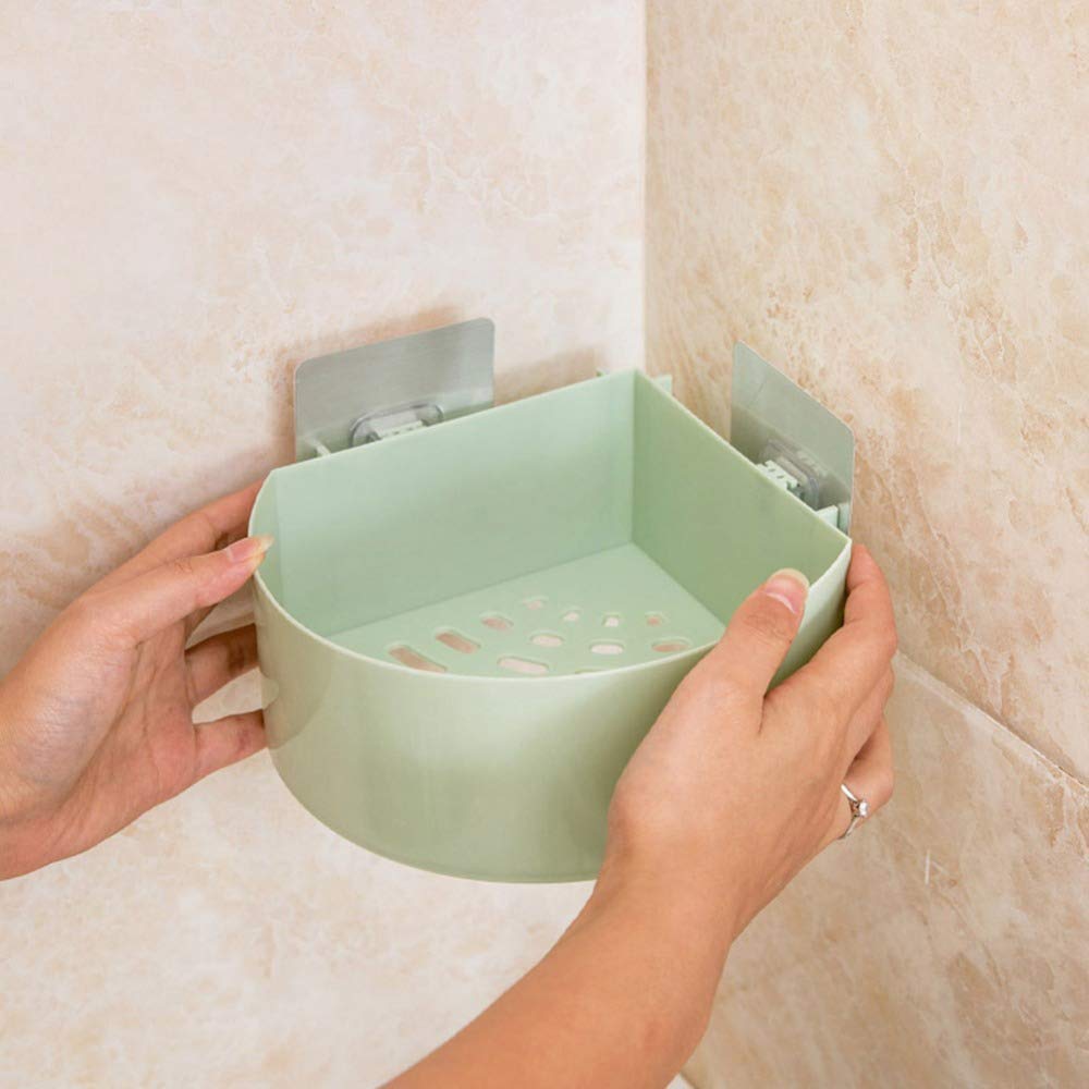 Self Adhesive Corner Rack – Wall Mounted Bathroom & Kitchen Storage Shelf - Saadiq.pk