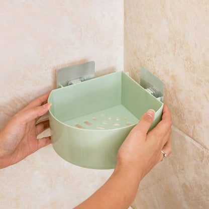 Self Adhesive Corner Rack – Wall Mounted Bathroom & Kitchen Storage Shelf - Saadiq.pk
