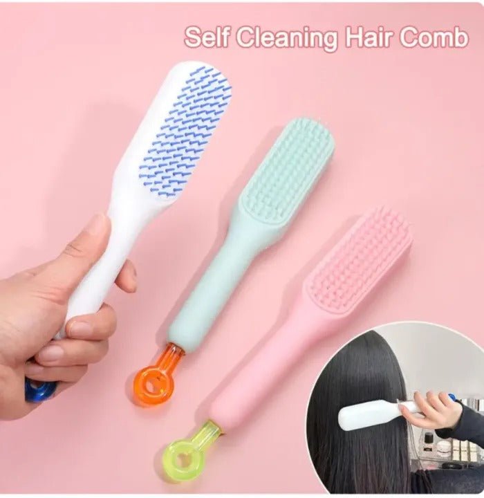 Self - Cleaning Hair Brush – Easy Detangling & Grooming - Saadiq.pk