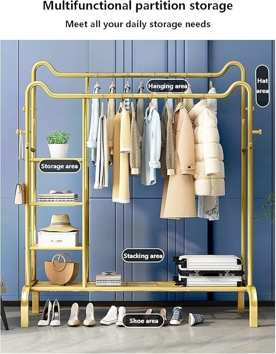 Shelf & Hang Clothing Organizer – Freestanding Wardrobe Rack - Saadiq.pk