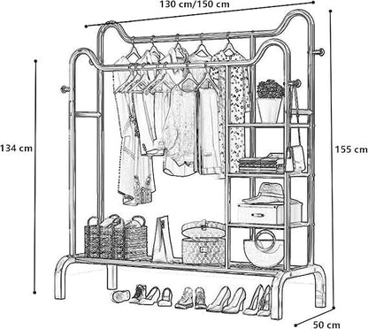 Shelf & Hang Clothing Organizer – Freestanding Wardrobe Rack - Saadiq.pk