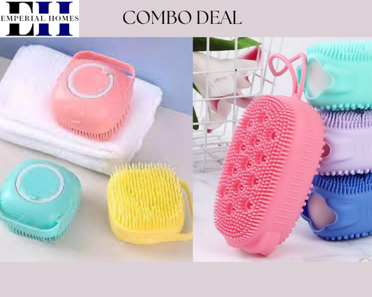 Silicone Bath Body Brush & Silicone Massage Bath Brush Combo Deal - Saadiq.pk