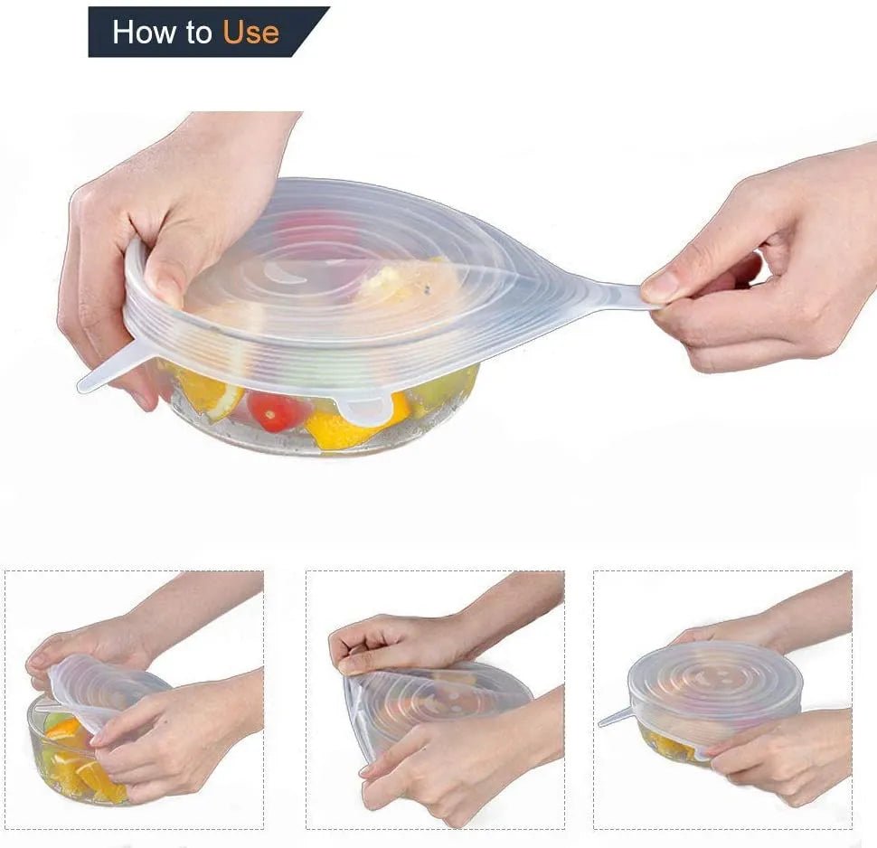 Silicone Lids Cover (6 - Pcs Set) – Reusable Food - Grade Bowl Covers - Saadiq.pk