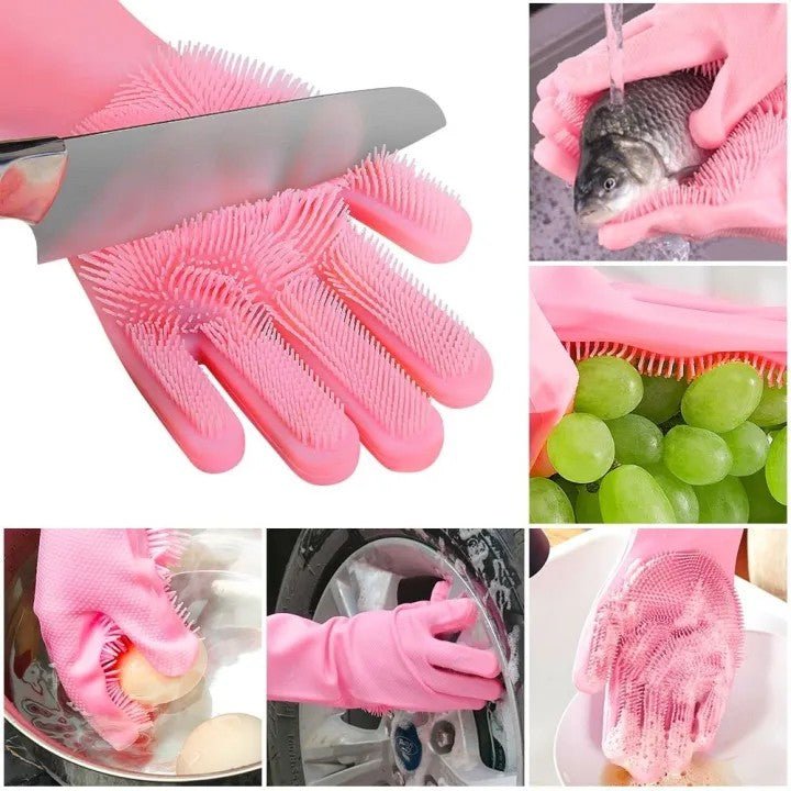 Silicone Magic Washing Gloves – Reusable Cleaning Gloves Pair - Saadiq.pk