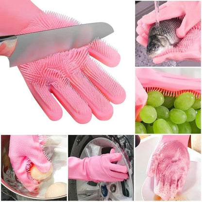 Silicone Magic Washing Gloves – Reusable Cleaning Gloves Pair - Saadiq.pk