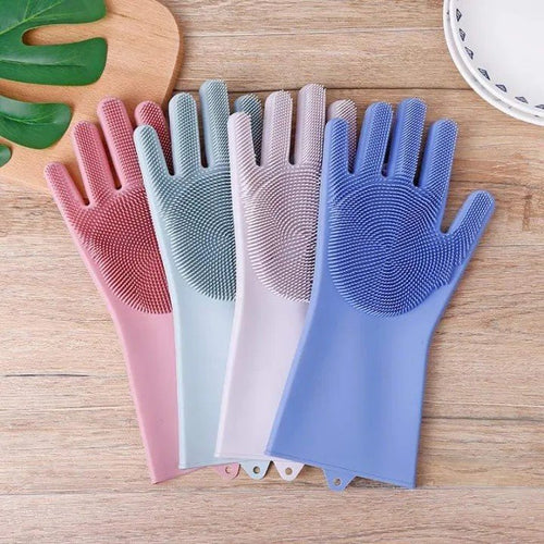 Silicone Magic Washing Gloves – Reusable Cleaning Gloves Pair - Saadiq.pk
