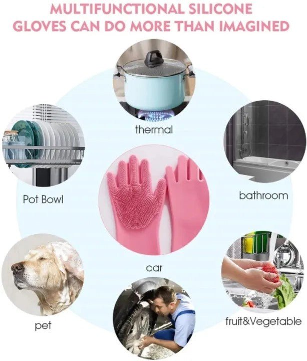 Silicone Magic Washing Gloves – Reusable Cleaning Gloves Pair - Saadiq.pk
