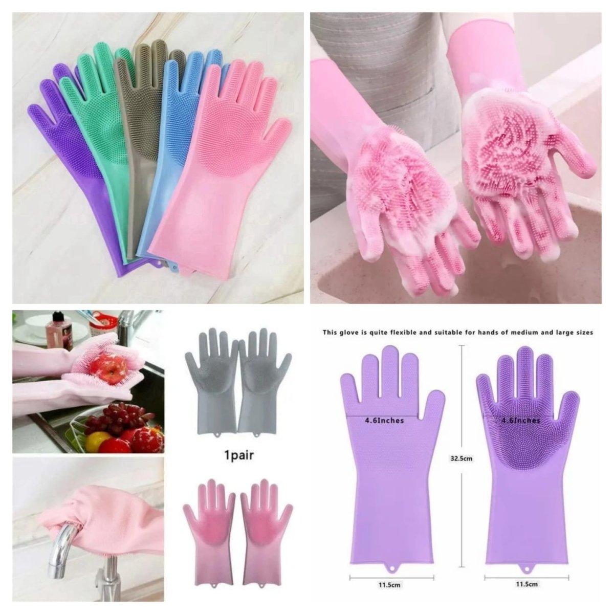 Silicone Magic Washing Gloves – Reusable Cleaning Gloves Pair - Saadiq.pk