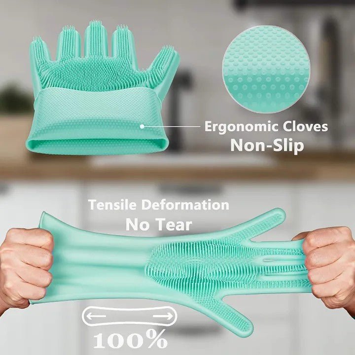 Silicone Magic Washing Gloves – Reusable Cleaning Gloves Pair - Saadiq.pk