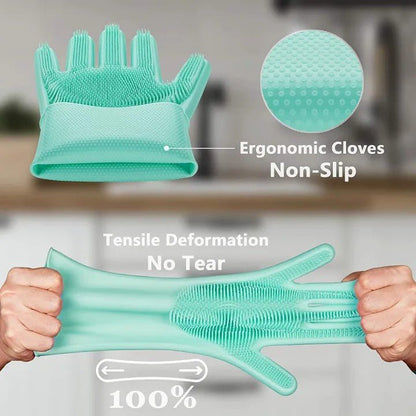 Silicone Magic Washing Gloves – Reusable Cleaning Gloves Pair - Saadiq.pk