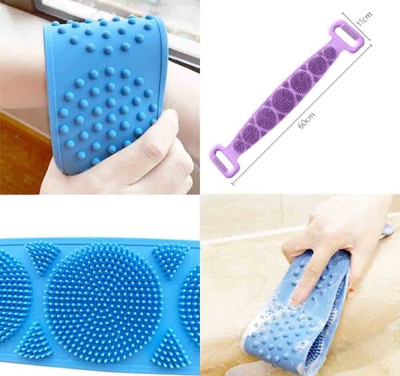 Silicone Shower Scrubber Belt – Double - Sided Exfoliating Back Scrubber - Saadiq.pk