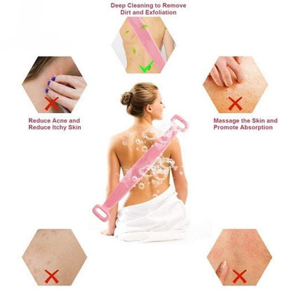 Silicone Shower Scrubber Belt – Double - Sided Exfoliating Back Scrubber - Saadiq.pk
