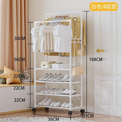 Simple Indoor Double Pole Coat Rack (4l4 - Layer Double Pole Coat Rack – Freestanding Clothes Organizerayer) - Saadiq.pk