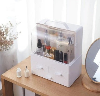 Single Door Cosmetic Organizer – Modern Storage Box with Lid & Compartments - Saadiq.pk