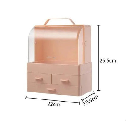 Single Door Cosmetic Organizer – Modern Storage Box with Lid & Compartments - Saadiq.pk