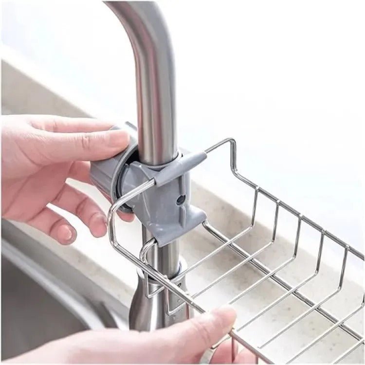 Sponge Holder – Adjustable Stainless Steel Sink & Faucet Organizer - Saadiq.pk