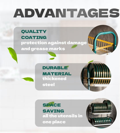 Stainless Steel 2 - Tier Dish Drying Rack – Space - Saving Kitchen Organizer - Saadiq.pk