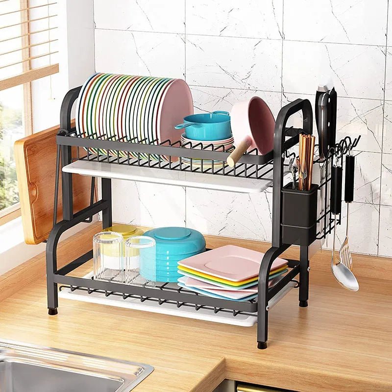 Stainless Steel 3 - Tier Dish Rack – Durable Kitchen Organizer - Saadiq.pk