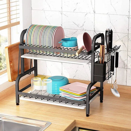 Stainless Steel 3 - Tier Dish Rack – Durable Kitchen Organizer - Saadiq.pk