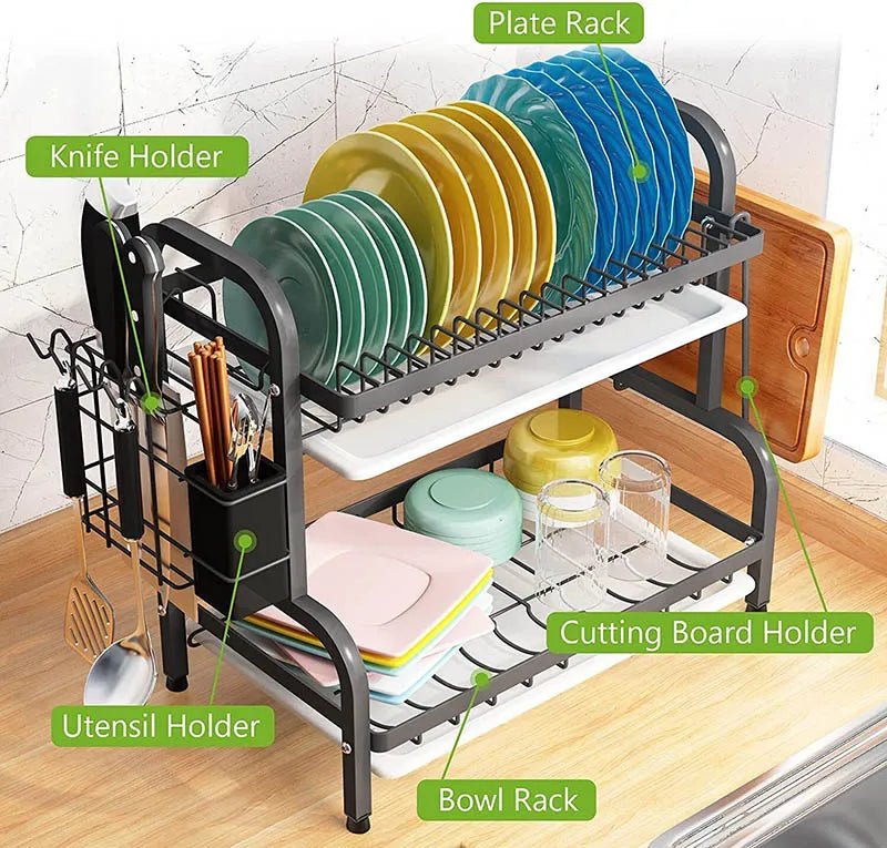 Stainless Steel 3 - Tier Dish Rack – Durable Kitchen Organizer - Saadiq.pk