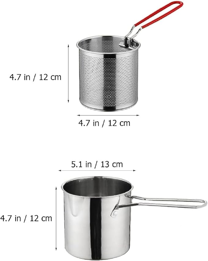 Stainless Steel Deep Frying Pot with Oil Strainer Basket – Kitchen Fryer Pan - Saadiq.pk