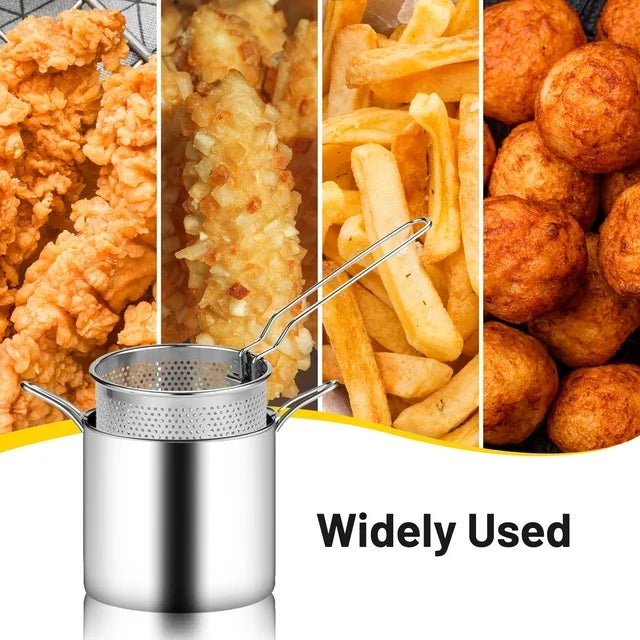 Stainless Steel Deep Frying Pot with Oil Strainer Basket – Kitchen Fryer Pan - Saadiq.pk