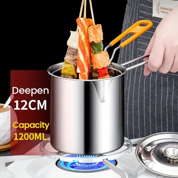 Stainless Steel Deep Frying Pot with Oil Strainer Basket – Kitchen Fryer Pan - Saadiq.pk