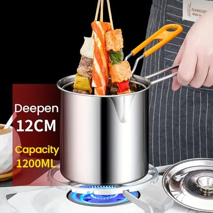 Stainless Steel Deep Frying Pot with Oil Strainer Basket – Kitchen Fryer Pan - Saadiq.pk