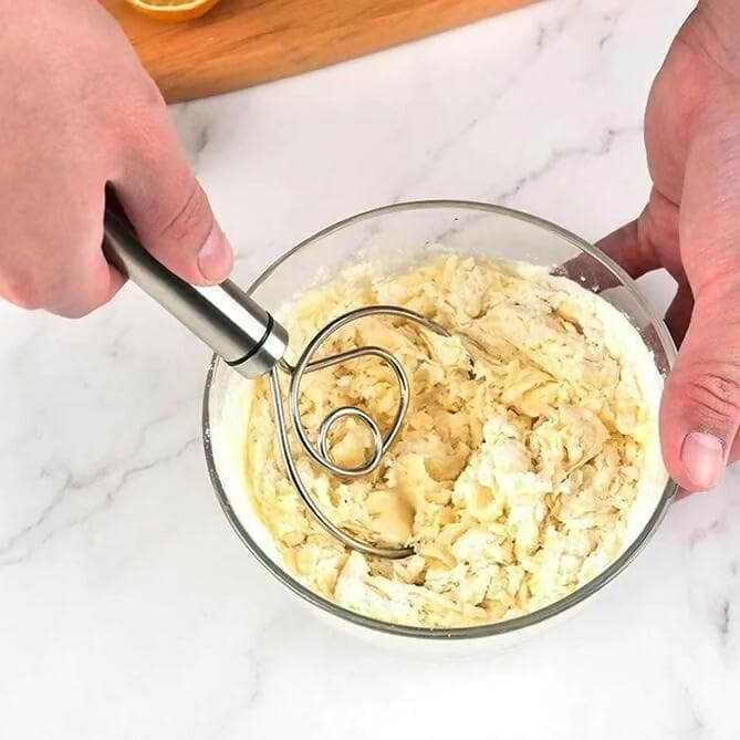 Stainless Steel Dutch Dough Whisk – Ergonomic Baking Tool - Saadiq.pk